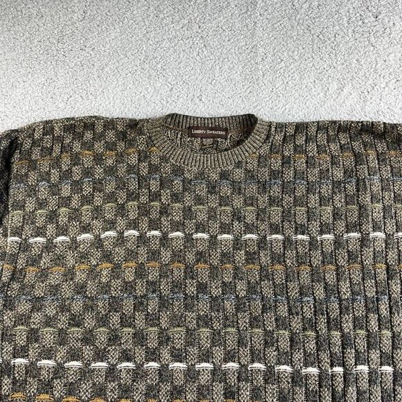liberty Other - Vintage Liberty‎ Sweater Mens Extra Large Brown Stripe Grunge Grandpa USA 90s
